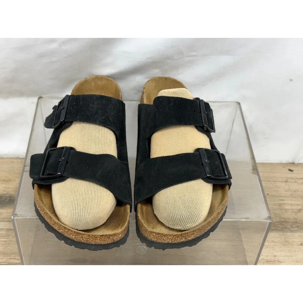 Birkenstock Arizona Soft Footbed Black Suede Leather Sandals Mens 7 Womens 9 40